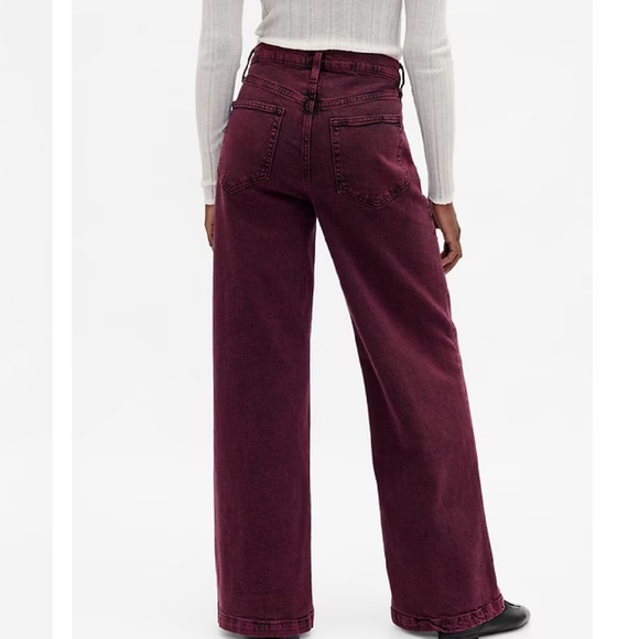 GAP High Rise Stride Wide-Leg Jeans Purple Red Size 32 14 Tall Fall Denim Wide - Picture 2 of 16